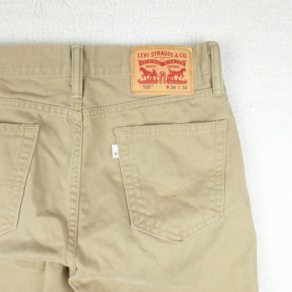 Levis 510 Jeans Mens 29x31 Beige Skinny Denim 100% Cotton Casual Workwear - Picture 5 of 11